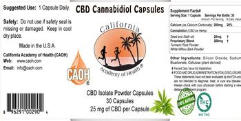 California Academy Of Health CBD Cannabidiol Capsules - 