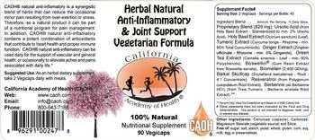 California Academy Of Health Herbal Natural Anti-Inflammatory & Joint Support - nutritional supplement