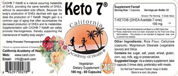 California Academy Of Health Keto 7 100 mg - supplement