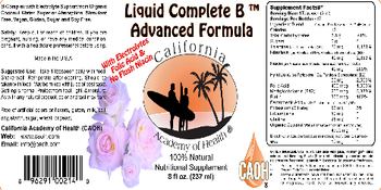 California Academy Of Health Liquid Complete B Advanced Formula - nutritional supplement