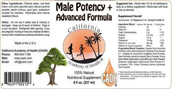 California Academy Of Health Male Potency + Advanced Formula - nutritional supplement