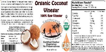 California Academy Of Health Organic Coconut Vinegar - supplement