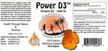 California Academy Of Health Power D3 1000 IU - nutritional supplement