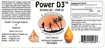 California Academy Of Health Power D3 - nutritional supplement