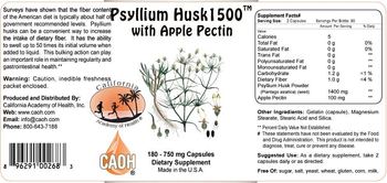 California Academy Of Health Psyllium Husk 1500 with Apple Pectin - supplement