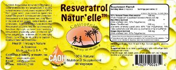 California Academy Of Health Resveratrol Natur'elle - 100 natural nutritional supplement