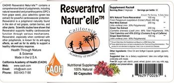 California Academy Of Health Resveratrol Natur'elle - nutritional supplement