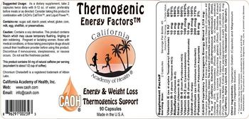 California Academy Of Health Thermogenic Energy Factors - supplement