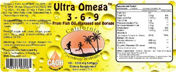 California Academy Of Health Ultra Omega 3 - 6 - 9 - supplement