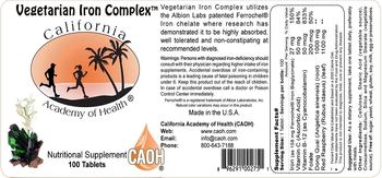 California Academy Of Health Vegetarian Iron Complex - nutritional supplement