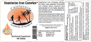 California Academy Of Health Vegetarian Iron Complex - nutritional supplement