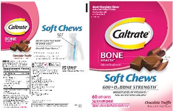 Caltrate Caltrate Soft Chews 600+D3 Bone Strength Chocolate Truffle - calcium supplement