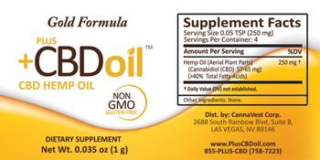 CannaVest Gold Formula Plus +CBD Oil - supplement