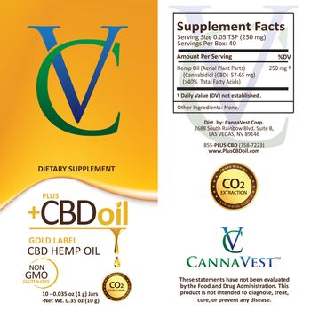 CannaVest Plus +CBD Oil Gold Label - supplement
