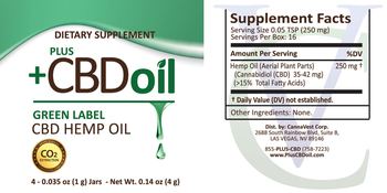 CannaVest Plus +CBD Oil Green Label - supplement