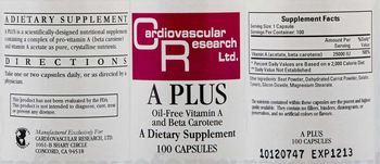 Cardiovascular Research A Plus Oil-Free Vitamin A And Beta Carotene - supplement
