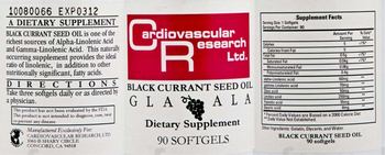 Cardiovascular Research Black Currant Seed Oil GLA ALA - supplement
