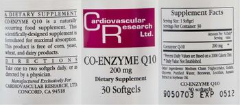 Cardiovascular Research Co-Enzyme Q10 200 mg - supplement