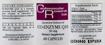 Cardiovascular Research Co-Enzyme Q10 30 mg - supplement