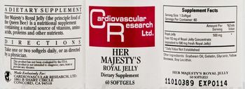 Cardiovascular Research Her Majesty's Royal Jelly - supplement