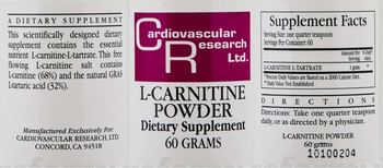 Cardiovascular Research L-Carnitine Powder - supplement