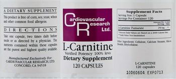 Cardiovascular Research L-Carnitine - supplement