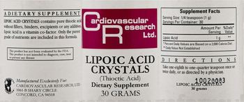 Cardiovascular Research Lipoic Acid Crystals - supplement
