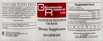 Cardiovascular Research Magnesium-Potassium Taurate - supplement
