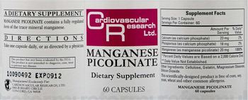 Cardiovascular Research Manganese Picolinate - supplement
