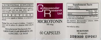 Cardiovascular Research Microtonin 500 mcg - a nutritional supplement