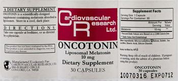 Cardiovascular Research Oncotonin Liposomal Melatonin 10 mg - supplement