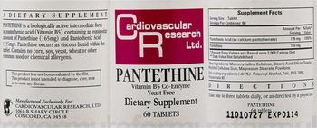 Cardiovascular Research Pantethine Vitamin B5 Co-Enzyme - supplement