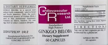 Cardiovascular Research Standardized High Potency Ginkgo Biloba - supplement