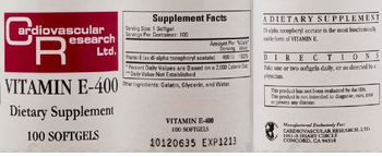 Cardiovascular Research Vitamin E-400 - supplement