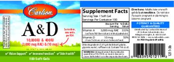 Carlson A & D 10,000 IU (3,000 mcg RAE) & 400 IU (10 mcg) - supplement