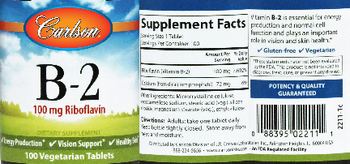 Carlson B-2 100 mg Riboflavin - supplement