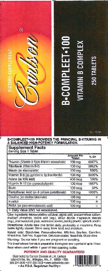 Carlson B-Compleet-100 - supplement