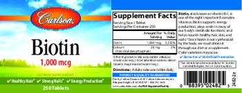 Carlson Biotin 1,000 mcg - supplement