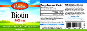 Carlson Biotin 5,000 mcg - supplement