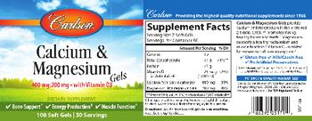 Carlson Calcium & Magnesium Gels 400 mg:200 mg - supplement