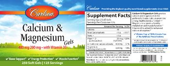 Carlson Calcium & Magnesium Gels 400 mg:200 mg - supplement