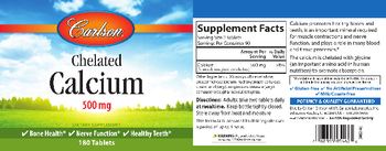 Carlson Chelated Calcium 500 mg - supplement