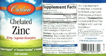 Carlson Chelated Zinc 30 mg - supplement