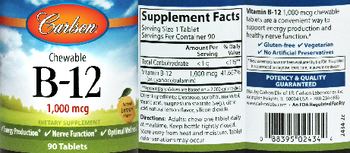 Carlson Chewable B-12 1,000 mcg Natural Lemon Flavor - supplement