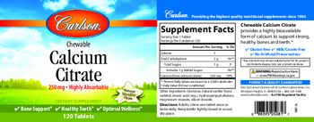Carlson Chewable Calcium Citrate 250 mg Natural Vanilla Flavor - supplement