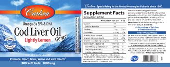 Carlson Cod Liver Oil Gems Lightly Lemon - supplement