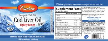 Carlson Cod Liver Oil Gems Lightly Lemon - supplement