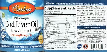 Carlson Cod Liver Oil Gems Low Vitamin A Natural Lemon Flavor - supplement