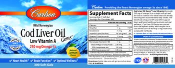 Carlson Cod Liver Oil Gems Natural Lemon Flavor - supplement