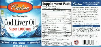 Carlson Cod Liver Oil Gems Super 1,000 mg - supplement
